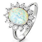 Oval Opal and CZ Halo Ring