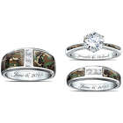 Camouflage His and Hers Personalized Diamonesk Wedding Rings