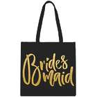 Bridesmaid Black Tote with Gold Writing