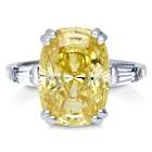 Sterling Silver Cushion Canary Yellow CZ Solitaire Ring