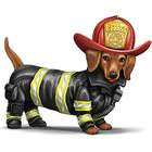 Firefighter Dachshund Figurine with Real