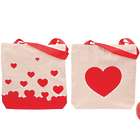 12 Red Heart Printed 10" Canvas Tote Bags
