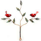 Red Birds in a Tree Copper Wall Art Sculpture