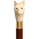 Faux Ivory Cat Head Handle Cane