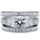 Sterling Silver Cubic Zirconia 3-Stone Engagement Ring Set