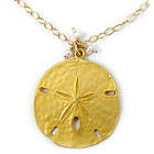 14K Gold Fill Sand Dollar and Pearl Necklace