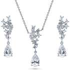 Pear Cubic Zirconia Cluster Bridesmaids Necklace and Earrings