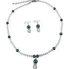 Swarovski Tahitian Pearls and Crystals Necklace and Earrings