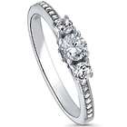 3-Stone Round Cut CZ Sterling Silver Promise Ring