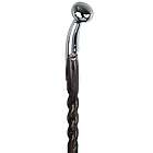 Chrome Plated Handle Walking Stick with Twisted Ash Wood Shaft