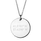 Personalized Coordinate Silver Round Tag Pendant