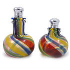Multicolor Swirl Handblown Glass Salt and Pepper Shaker Set