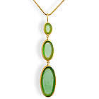 Green Glass Artisan Glass Triple Drop Necklace