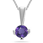 1.00 Cts Amethyst Solitaire Pendant in Silver