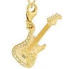 Diamond Guitar Charm Pendant in 14K Yellow Gold
