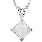 Opal Solitaire Pendant in 14K White Gold
