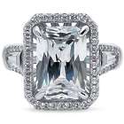 Sterling Silver Radiant Cut CZ Halo Statement Ring