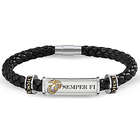 Womens Semper Fi Engraved Steel and Braided Leather ID Bracelet
