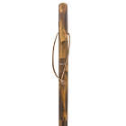 Chestnut Wood Sword Hiking Staff with Compass in Brown