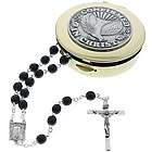 Confirmation Black Rosary with Etched Box