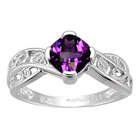 Diamond and Amethyst 14K White Gold Ring