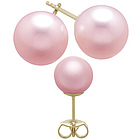5-5.5mm Pink Freshwater Cultured Pearl Earrings in Yellow Gold