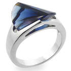 Sterling Silver Ring with Sapphire Blue Cubic Zirconia