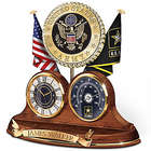 Personalized US Army Wooden Thermometer & Desk Clock