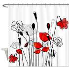Whimsical Red Poppies Shower Curtain