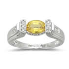 1/5 Ct Diamond & Yellow Sapphire Ring in 18K White Gold