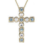 Aquamarine & White Sapphire Cross Pendant