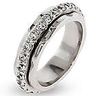 Sterling Silver Spinner Ring with CZ Band