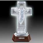 Sculpture of Jesus Glass Lighted Cross
