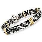 18kt Italian Yellow Gold and Sterling Silver Woven Bracelet
