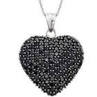 Black Spinel Pavé Heart Pendant Necklace