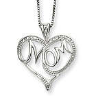 Sterling Silver and Diamond Mom Heart Pendant