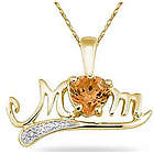 10K Yellow Gold Citrine and Diamond Mom Necklace