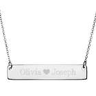 Couples Heart Sterling Silver Name Bar Necklace