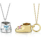 Personalized 10K Gold Baby Shoe Pendant with Birthstone