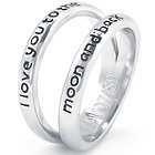 I Love You To The Moon and Back Double Band Sterling Silver Ring