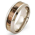 Men's Stainless Steel Wood Design Camo Ring