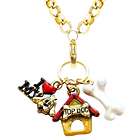 Dog Lover Charm Necklace in Gold