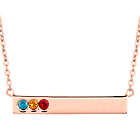 3 Birthstone Rose Gold Personalized Name Bar Necklace