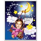 Little Star Girl's Caricature from Photo Print