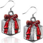 Christmas Present Charm Earrings in Silver