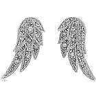 Crystal Silver Tone Angel Wings Earrings