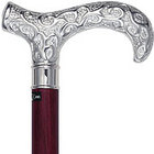 Chrome Scrollwork Derby-Handle Cane with Purpleheart Shaft