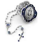 Miraculous Medal Rosary with Blue Enamel Box