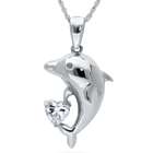 Sterling Silver CZ Dolphin Pendant
