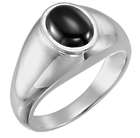 Men's Sterling Silver Onyx Cabochon Ring